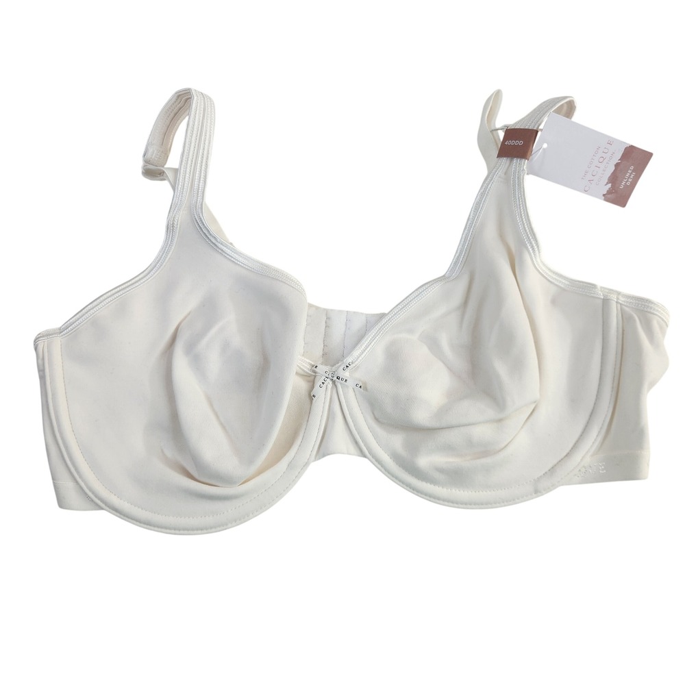 Cacique The Cotton Collection Womens 40DDD White Unlined Demi Bra NWT New